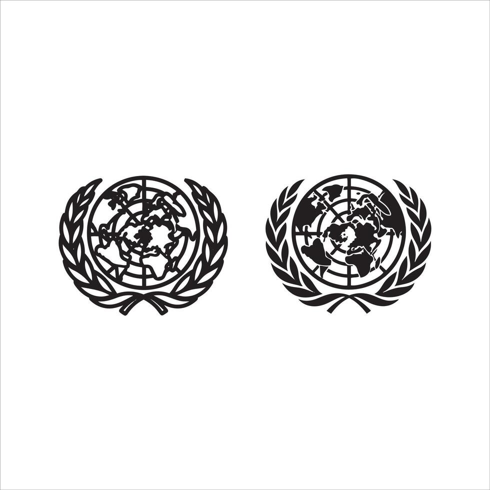 United nations emblem two times side by side black and white vector