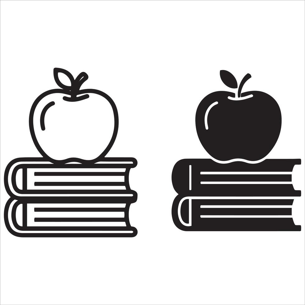 Apple on stack of books symbol for education and learning vector