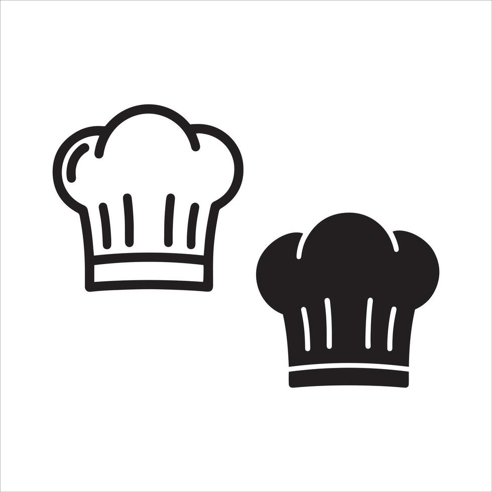 Two chef hats one outline one solid black vector