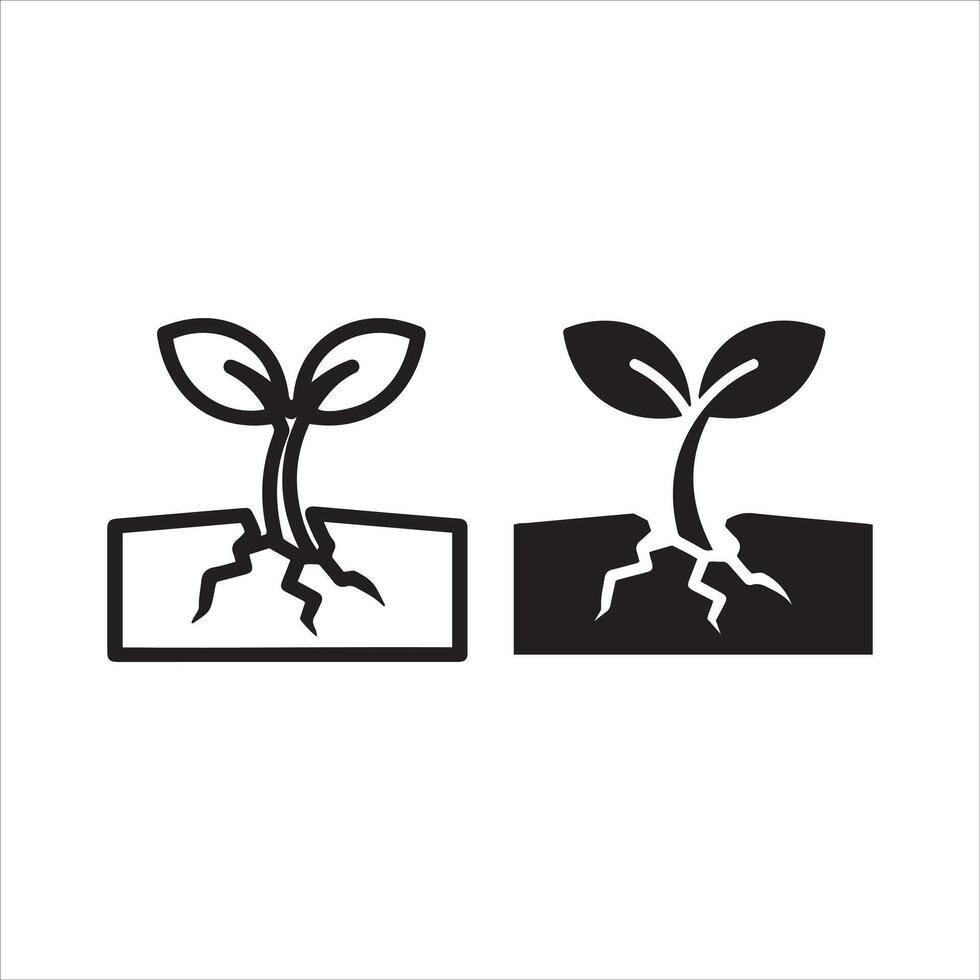 Two seedlings emerging from the ground with roots visible vector