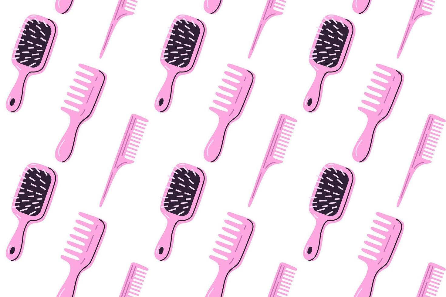 Bright pattern with pink combs and brushes for beauty and grooming concepts vector