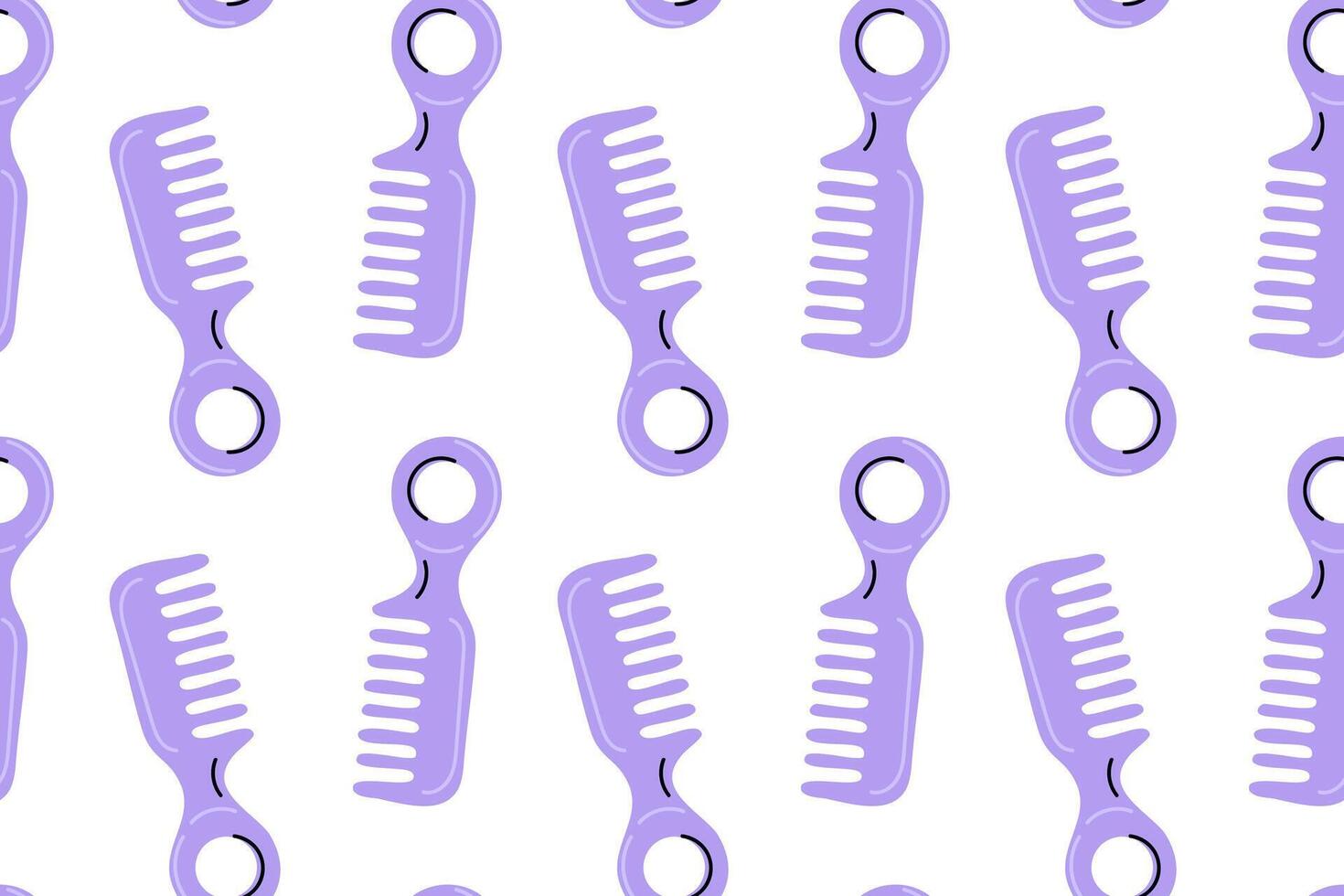 Repeating seamless pattern with lilac wide-tooth combs for curly and thick hair vector
