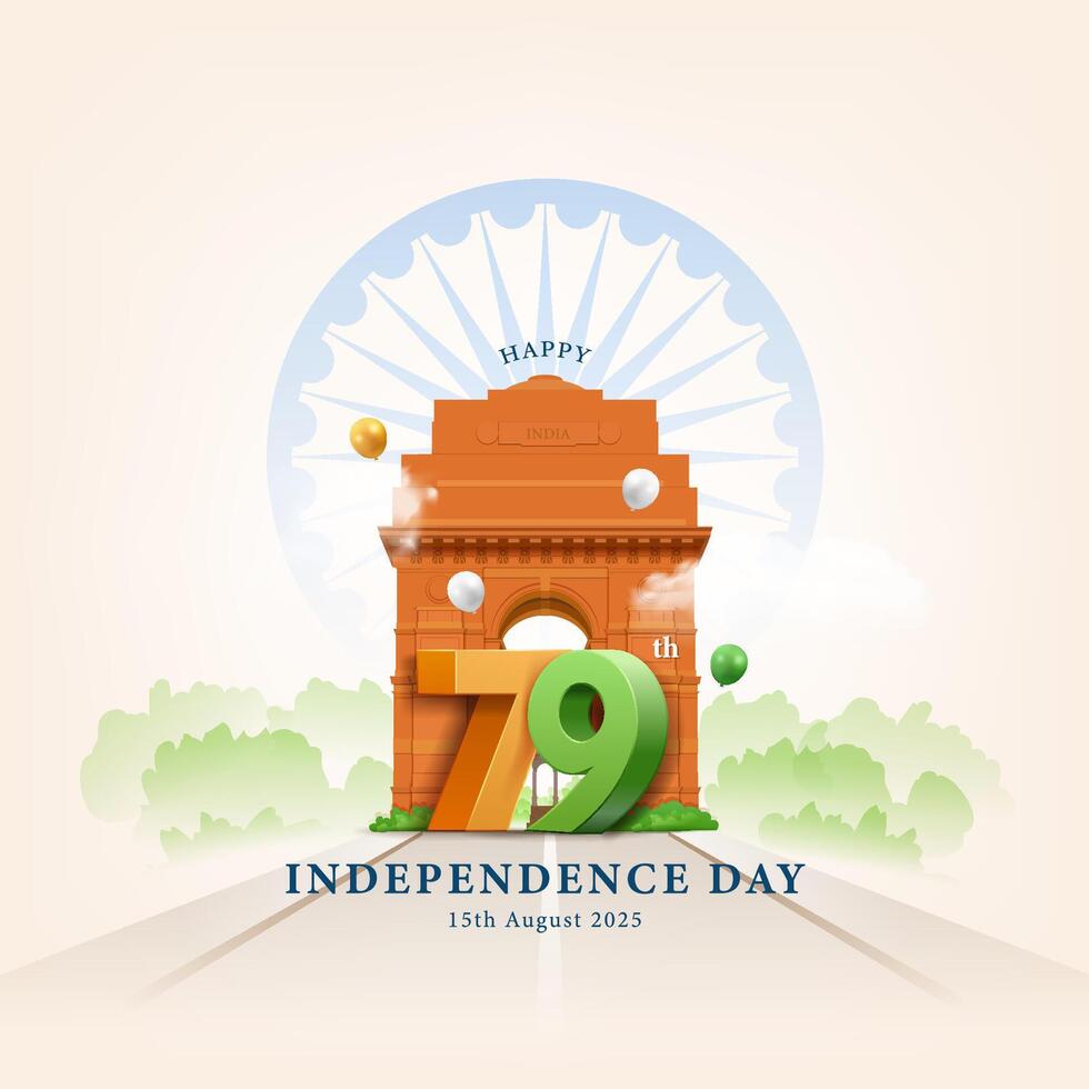 Independence Day illustration with India Gate vector
