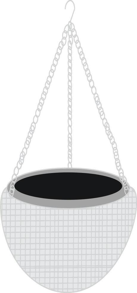 White Woven Hanging Planter with Chain vector