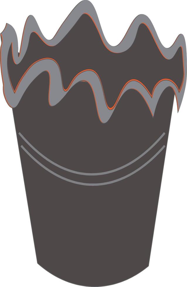 Abstract Dark Pot with Wavy Rim vector