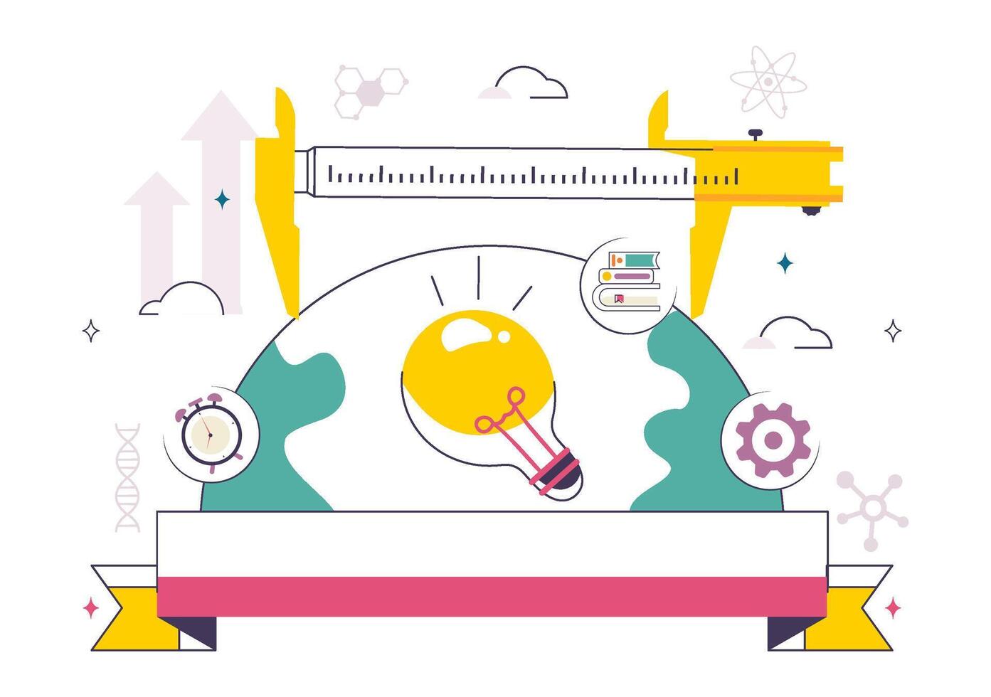 Illustration of a light bulb and measuring tool vector