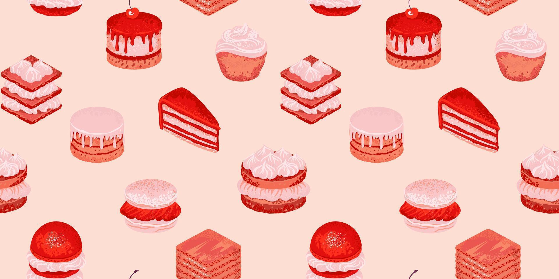 Colorful dessert pattern background vector