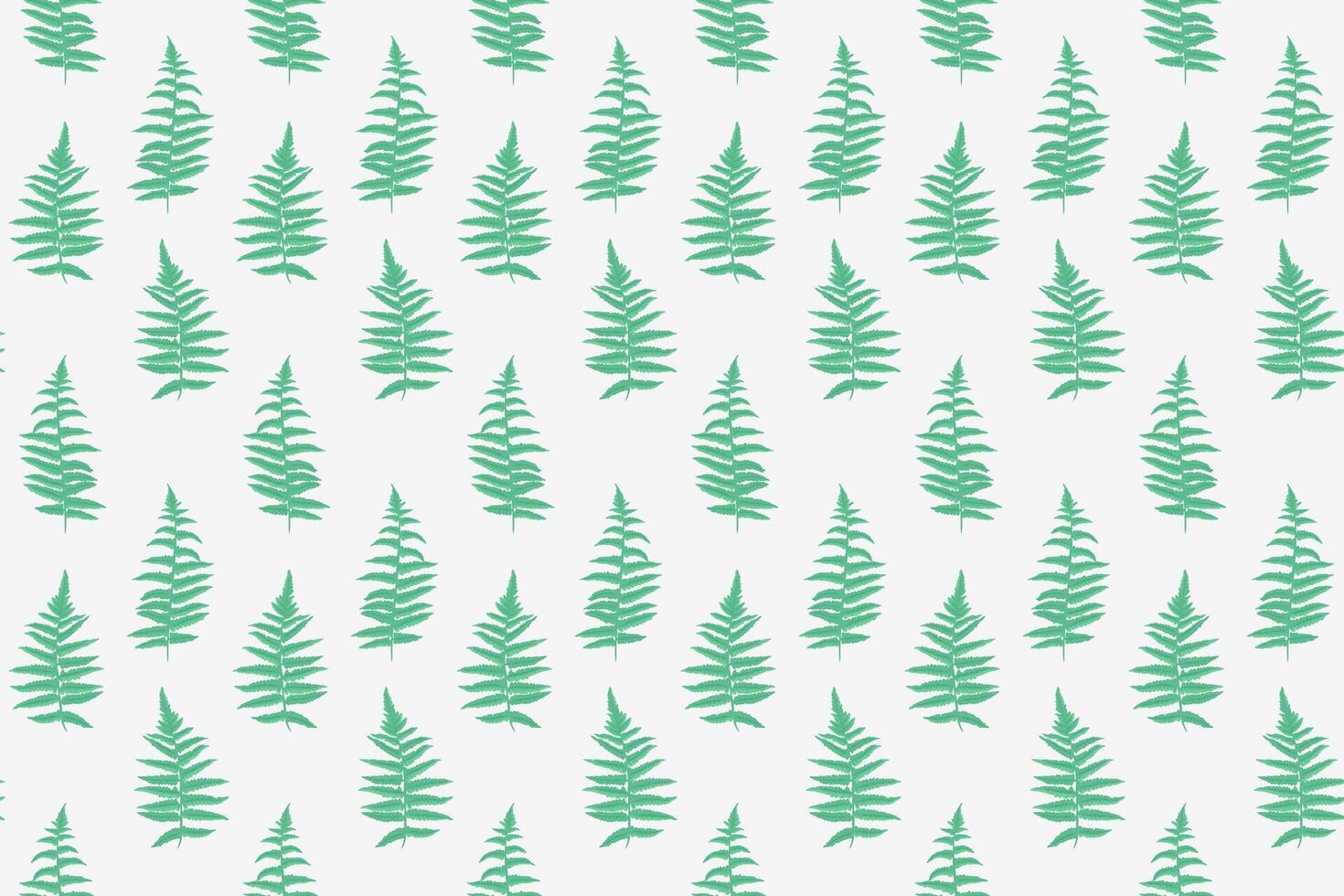 Seamless pattern of minimalistic green fern leaves in on a white background. Ideal for natural ornament designs, eco-friendly packaging, fabric prints, wallpapers, and stationery. vector