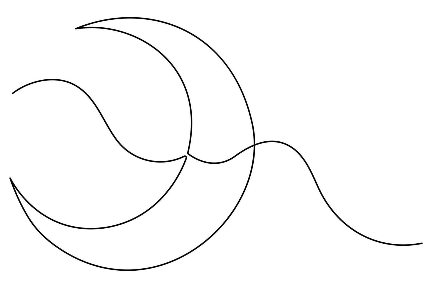 Abstract one line drawing of crescent moon in modern minimalist form vector