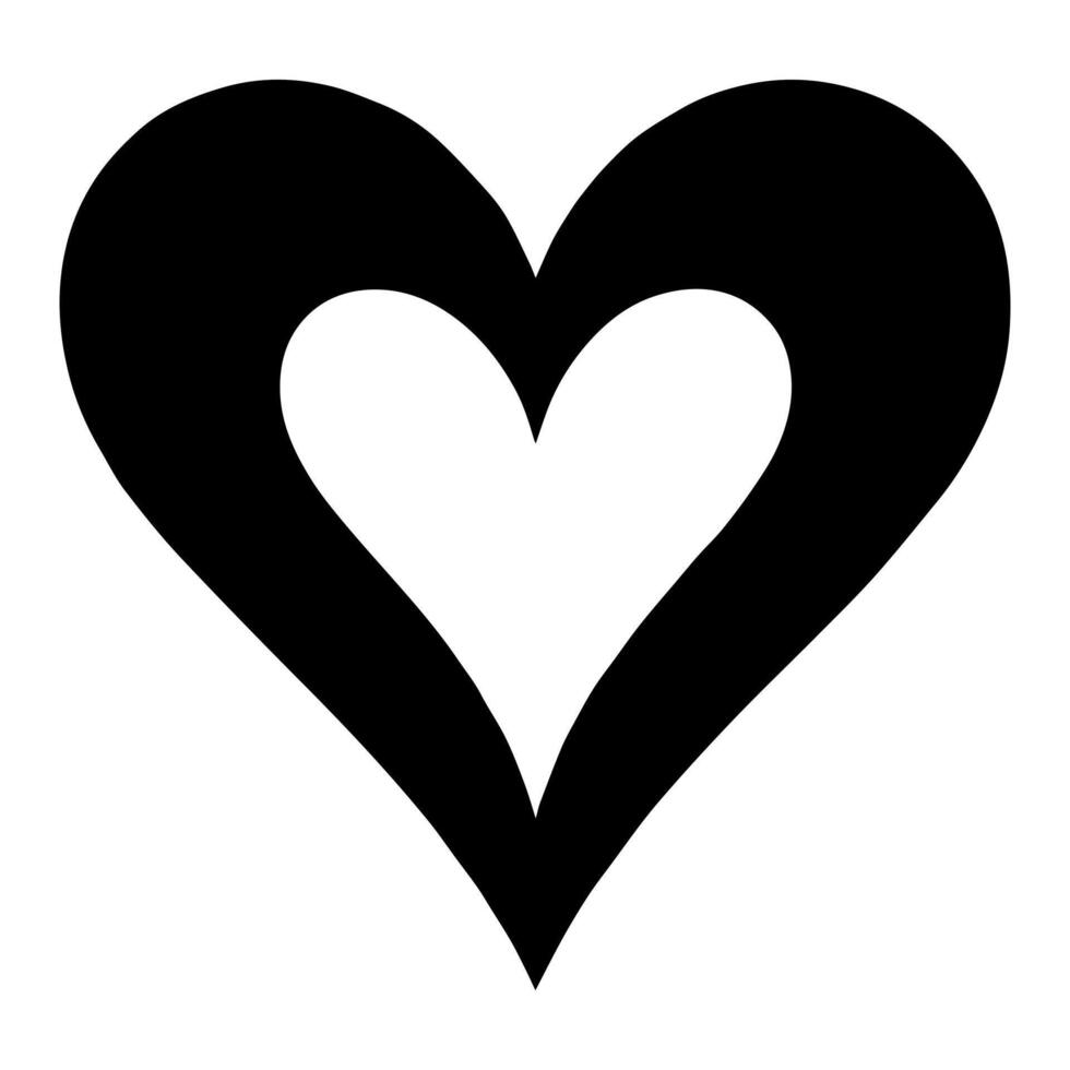 Heart shape icon in solid black silhouette style vector
