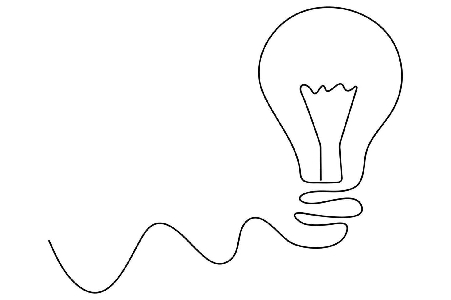 Elegant one line light bulb drawing in continuous outline form vector