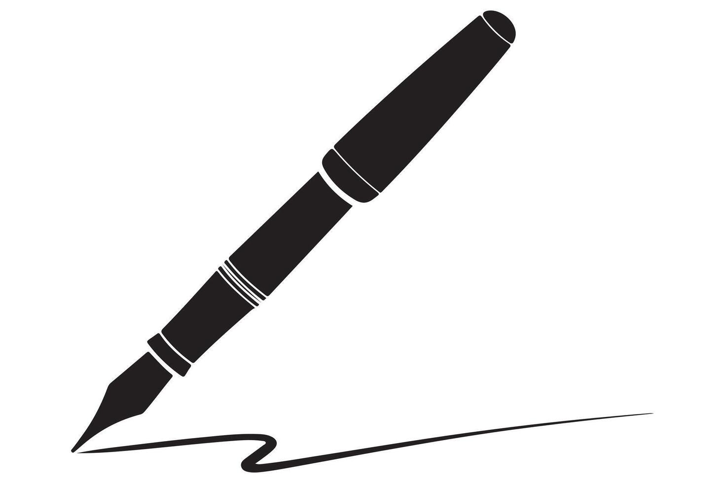 Stylized black fountain pen silhouette for education and design projects vector