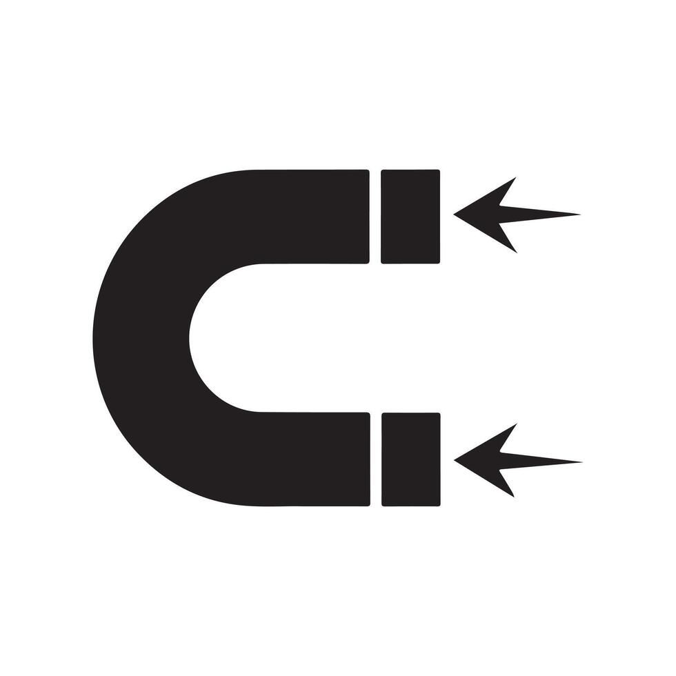U-shaped Magnet with Force Arrows Depicting Attraction vector