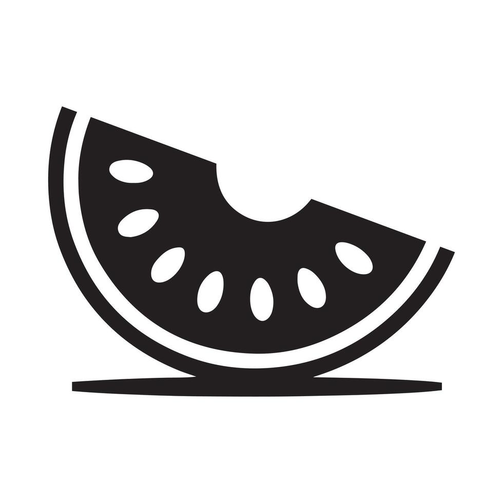 Simple Black and White Watermelon Slice Graphic vector