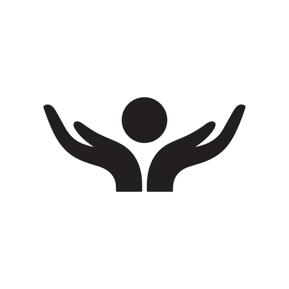 A supportive icon of hands encompassing a person. vector
