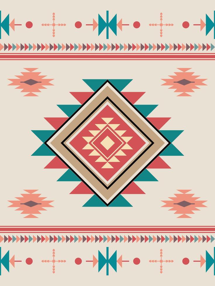 Southwestern Geometric Textile Design. Navajo, Native American tribal fabric design for clothing vector