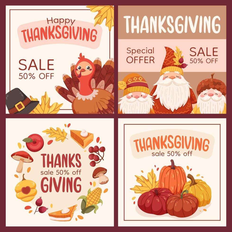 Thanksgiving sale promotions with festive graphics vector