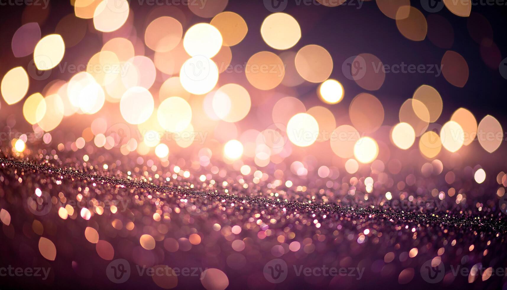 Shimmering Purple Glitter Horizon with Luminous Golden Bokeh photo