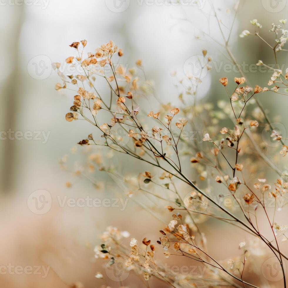 Fragile dried botanical specimens displaying intricate branching structures, revealing delicate textures and muted natural palette under gentle illumination photo