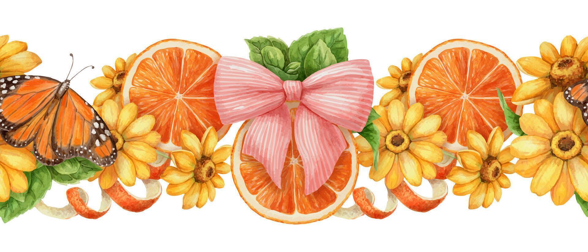 Floral design with oranges and butterflies vector