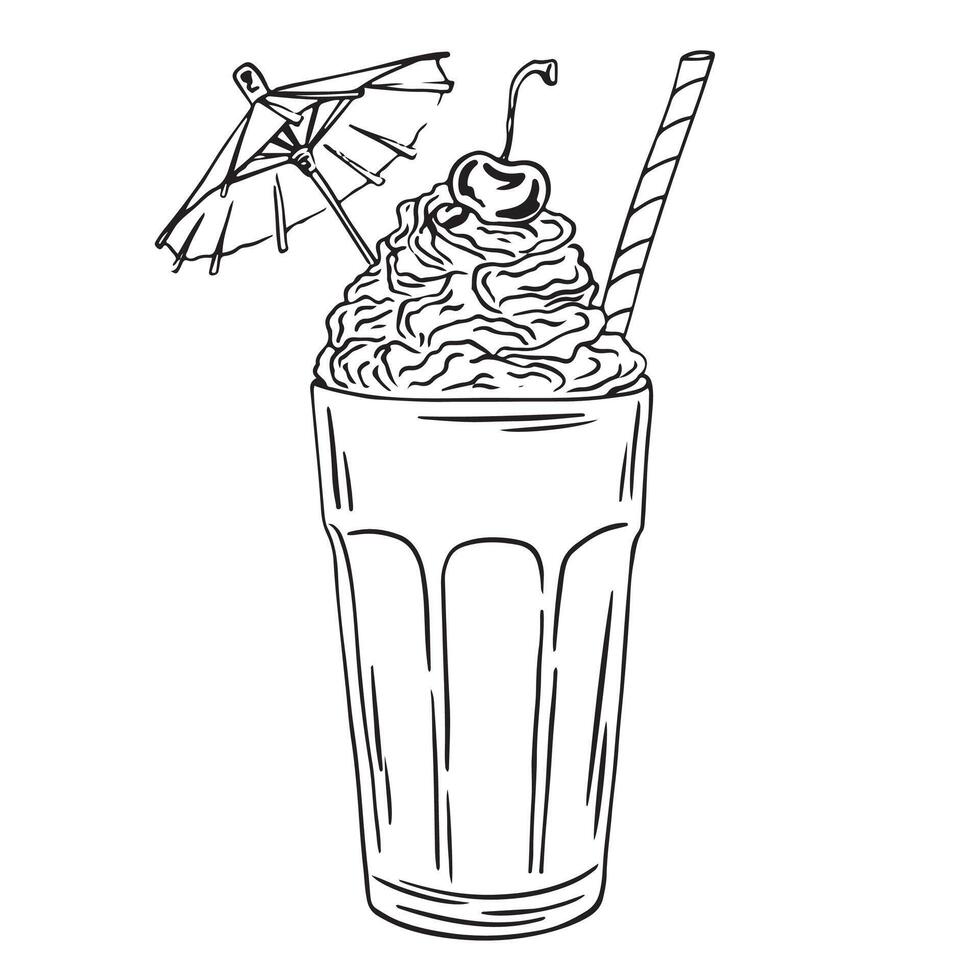 Hand drawn cocktail drink. La dolce vita Italy vacation bar element. Perfect for template, card, invitation or poster, packaging. Line art doodle illustration vector