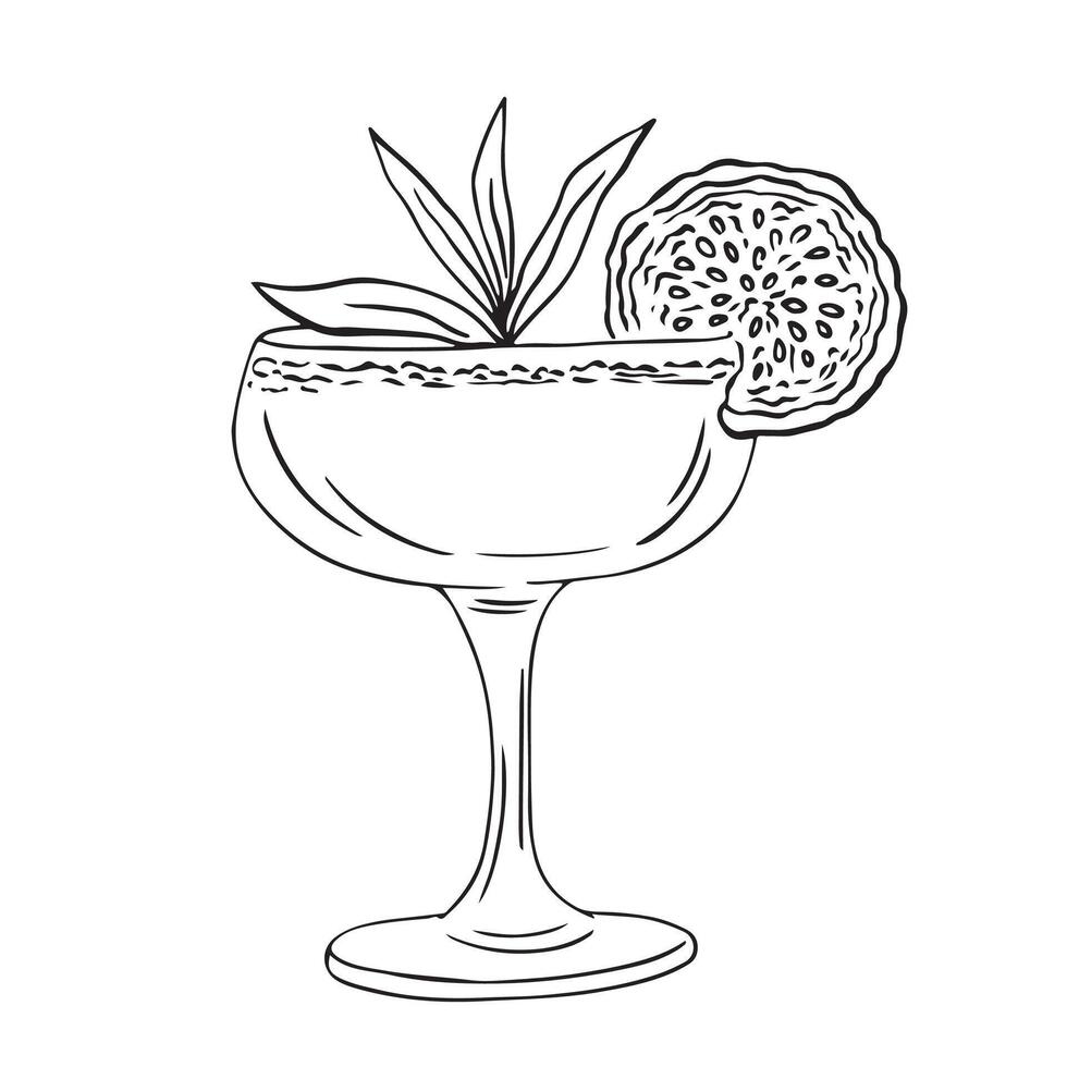 Hand drawn cocktail drink. La dolce vita Italy vacation bar element. Perfect for wallpaper, template, banner, wall decor, print, postcard, cover. Line art doodle illustration vector