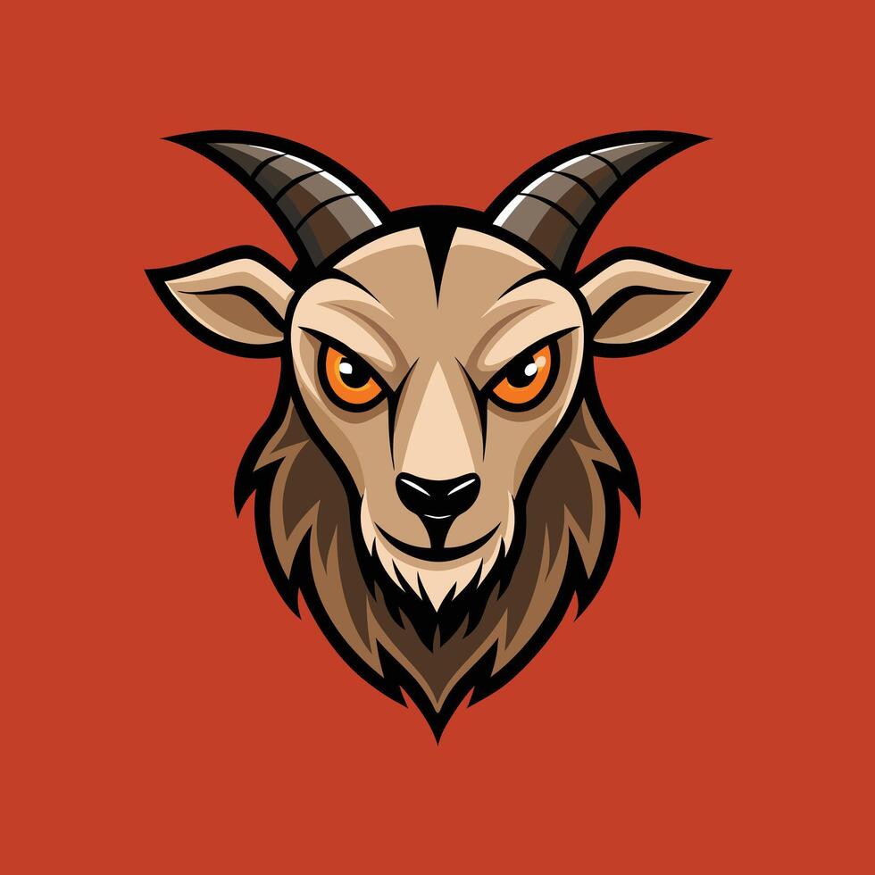 Bold Goat Head Illustration, Chinese Zodiac Animal Art, Fierce Mascot Design, Isolated Clipart for Lunar New Year, Culture, Festival, and Celebration vector