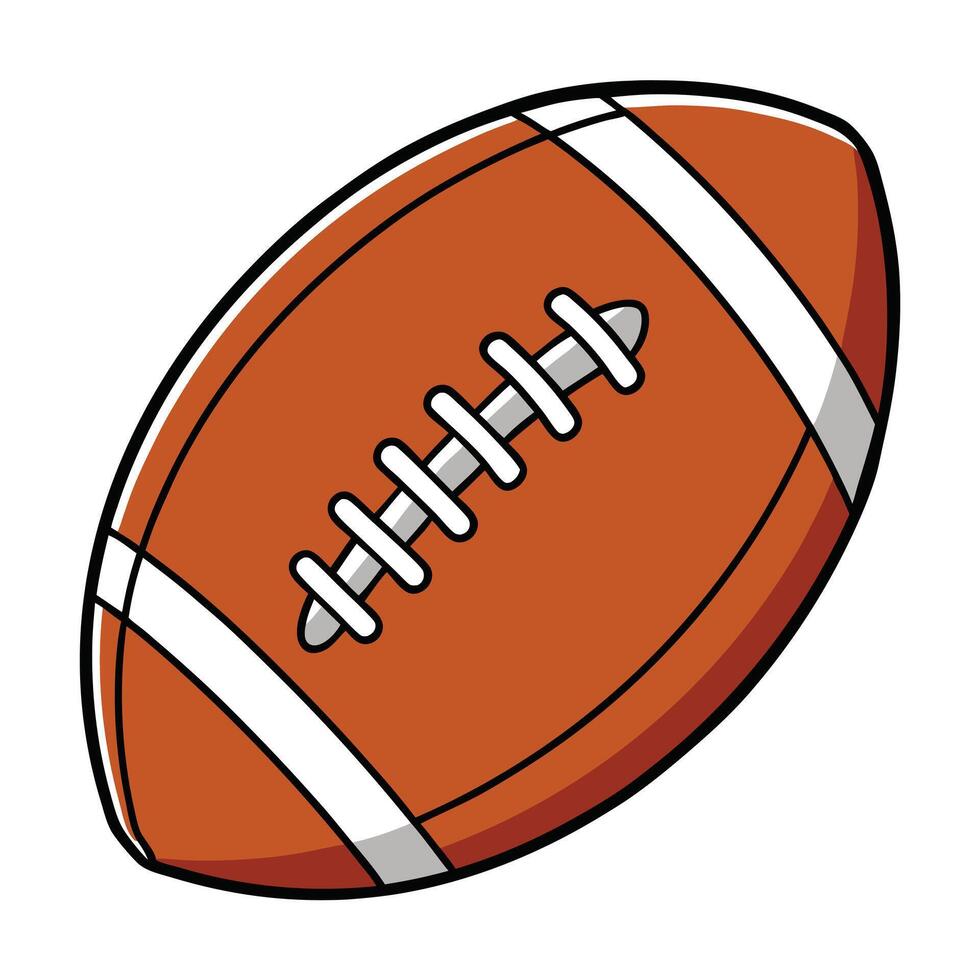 Classic American football ball illustration. Isolated brown cartoon sports equipment icon for game day, a team logo, or championship design. vector