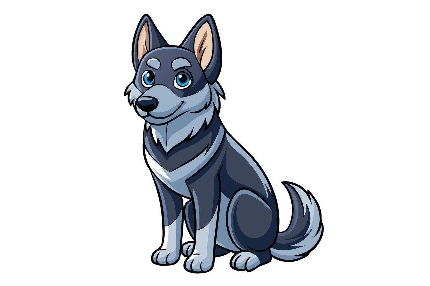 Cute Cartoon Husky Dog Sitting, Adorable Pet Animal Mascot Illustration for Kids, Logo, Sticker, T-shirt, Modern Graphic Design, and Branding vector