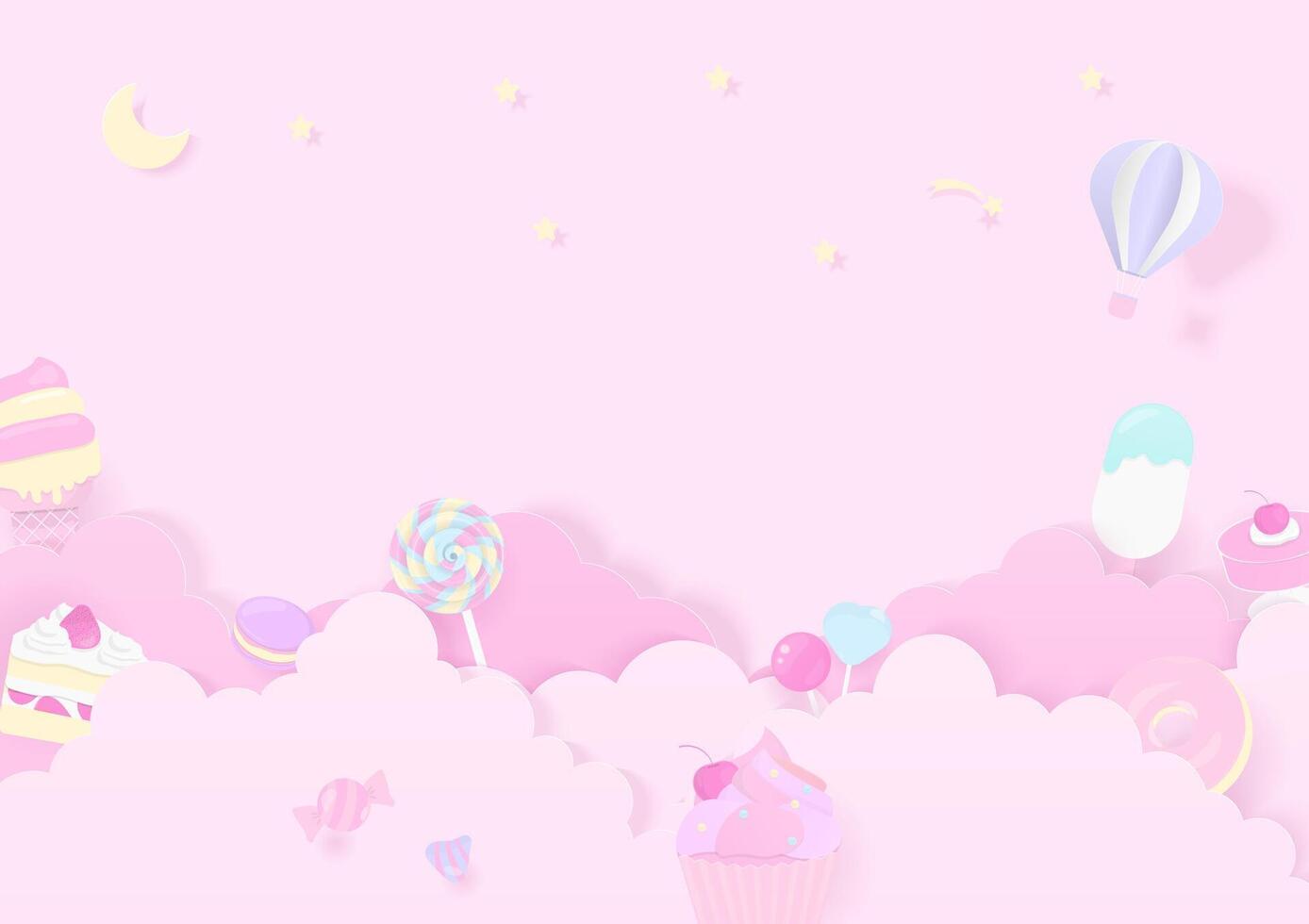 Colorful candy and dessert background design vector