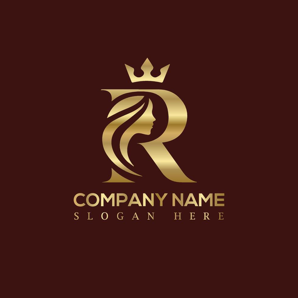 Royal Beauty Logo with Crown and Initial R vector