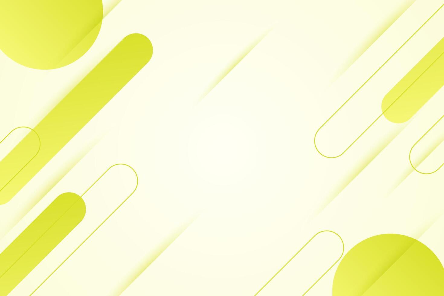 Yellow abstract background with rounded shapes and diagonal lines vector