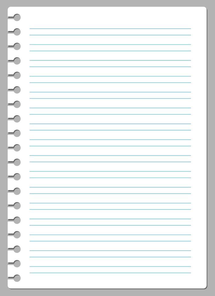 Torn Page of double lined white paper from a spiral notebook illustration vector