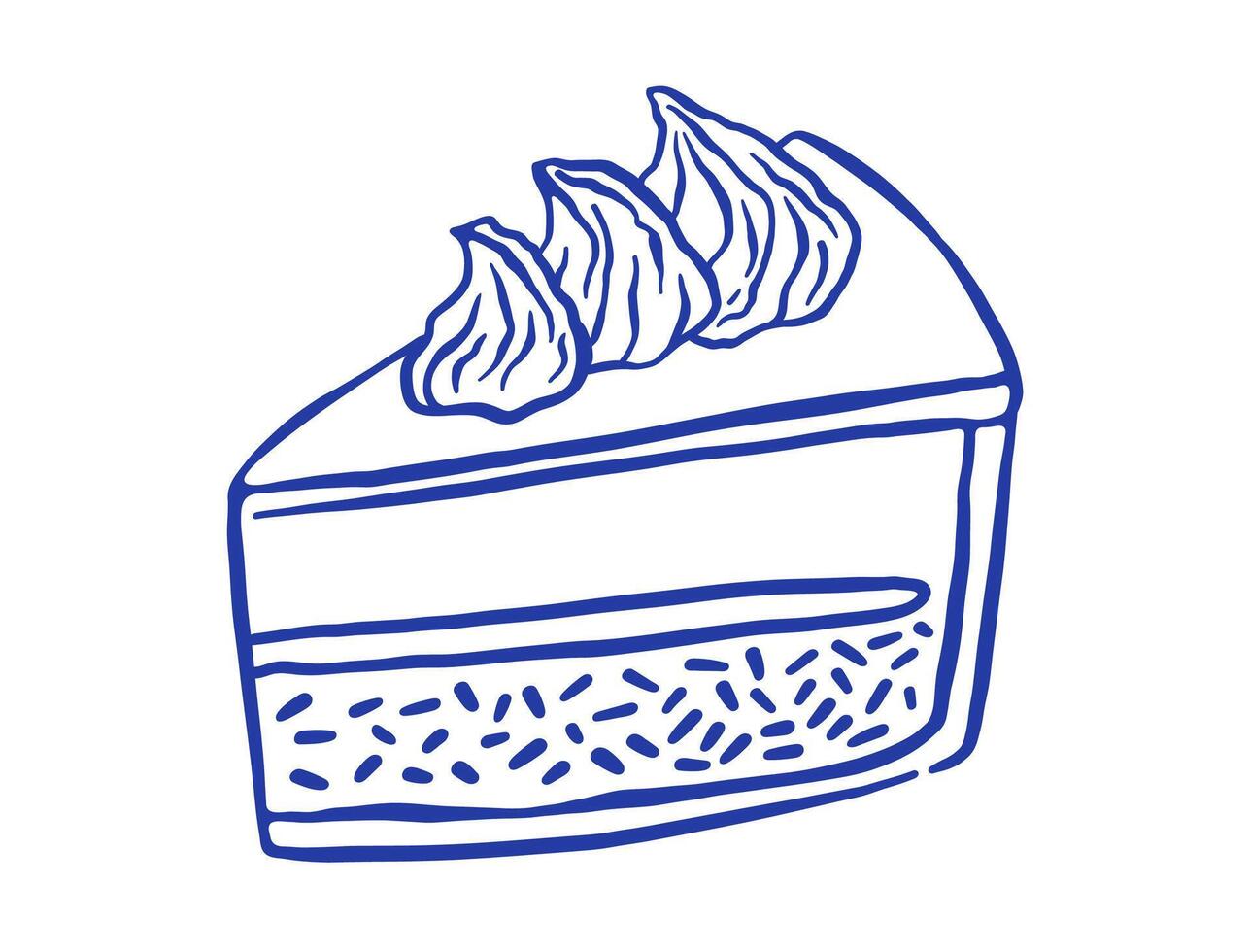 Hand draw cheese cake illustration. Sweet dessert in sketch doodle style. vector