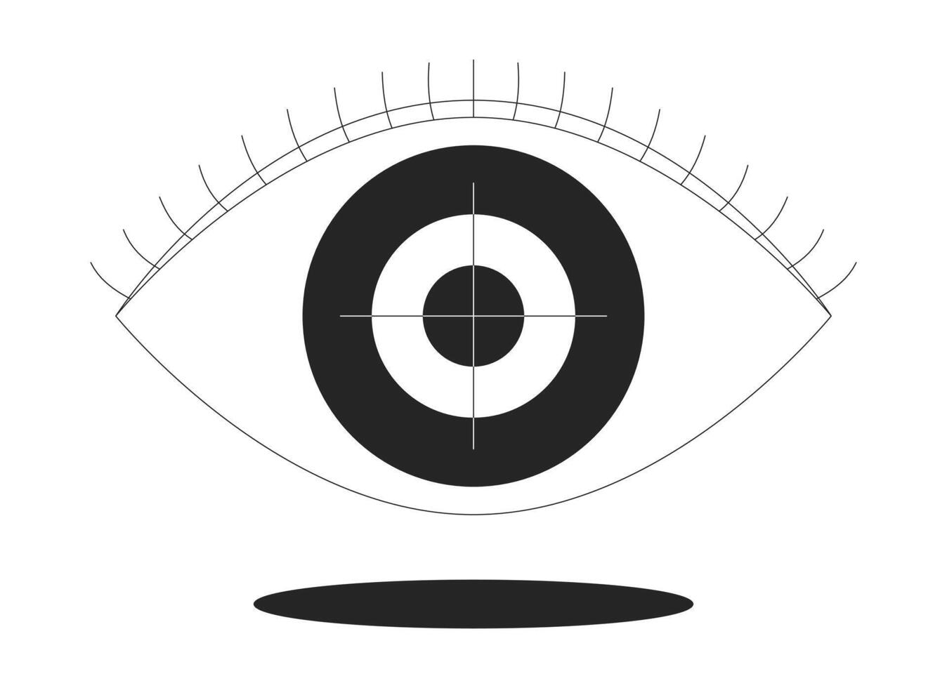 Looking for strategy line onboarding ui illustration. Eye with bullseye. Visual targeting. Clarity, intent, focus. Mission vision outline 2D concept isolated. Ink linear metaphor art vector