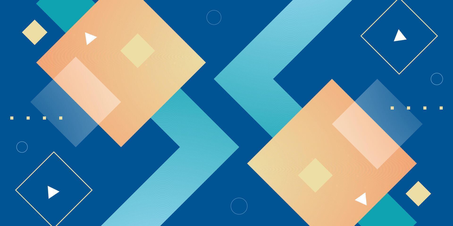 Abstract colorful arrow square concept on blue background. Trendy banner background with simple shapes pattern design. vector