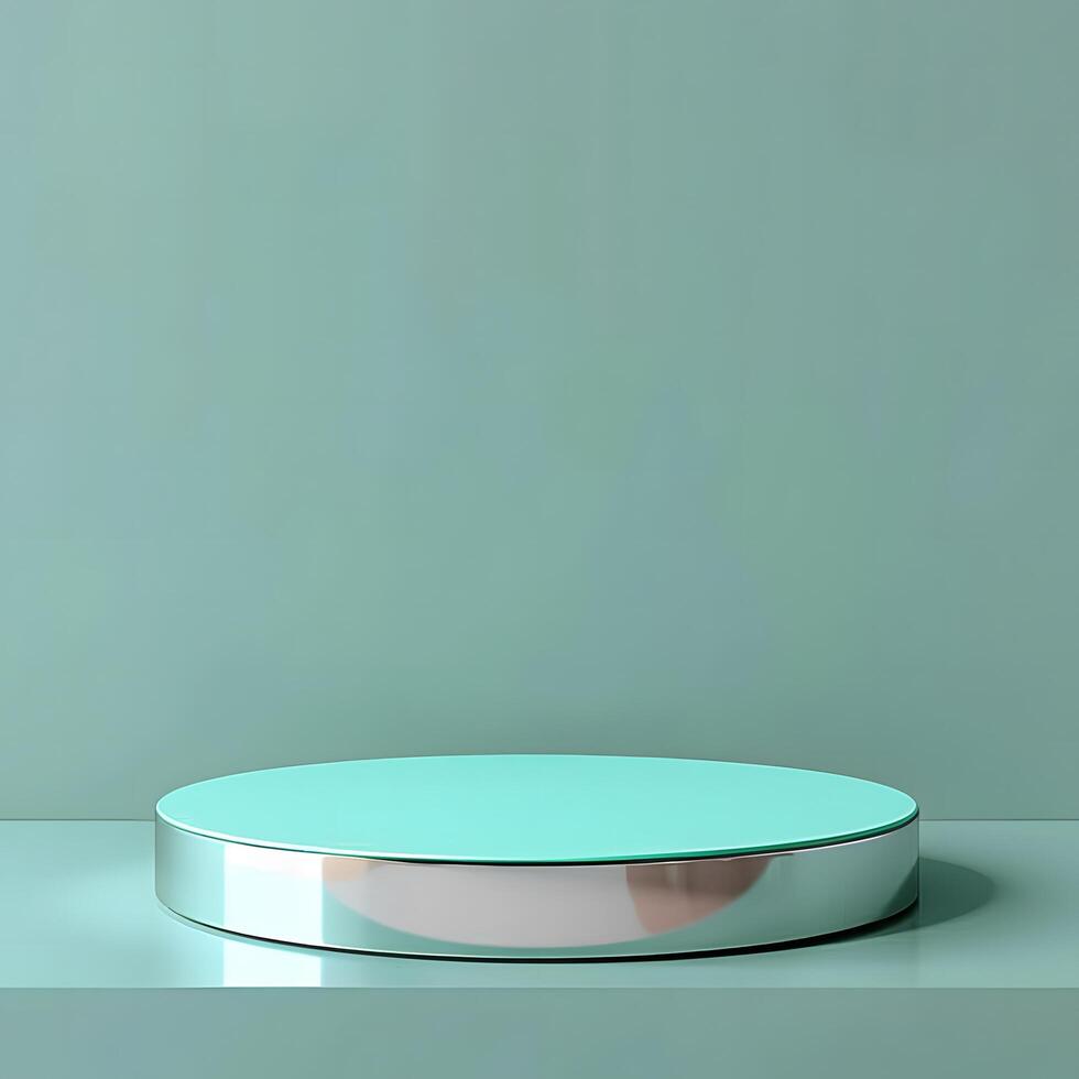 Mint color luxury 3d round podium scene created for displaying exclusive products using realistic rendering smooth textures minimalist design photo