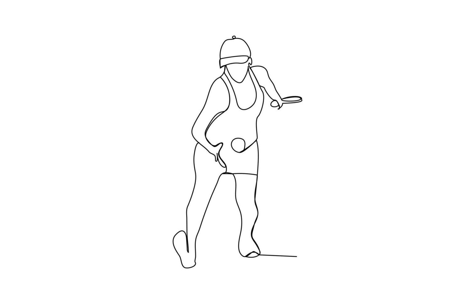 Man playing pickleball hand drawn line sketch cartoon illustration vector