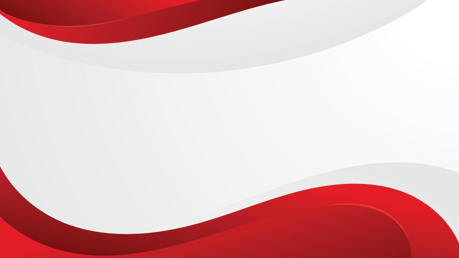 Dynamic red and white abstract wave background with smooth gradients and modern curves. Perfect for Indonesian Independence Day, banners, posters, and patriotic or promotional design themes. vector