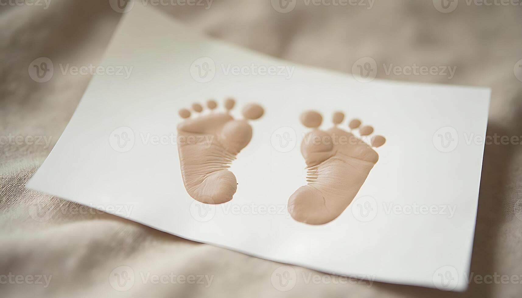 Baby Footprint Art on Paper Keepsake for Newborn Celebration photo