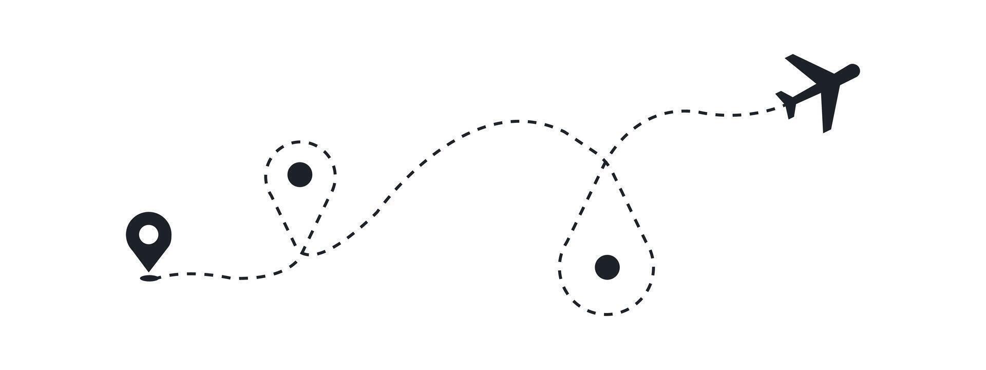 Airplane Flight Route Map Minimal Icon for Branding vector