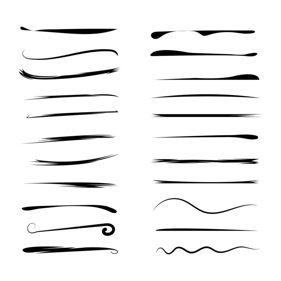Black Ink Stroke Set Graphic Design Elements vector