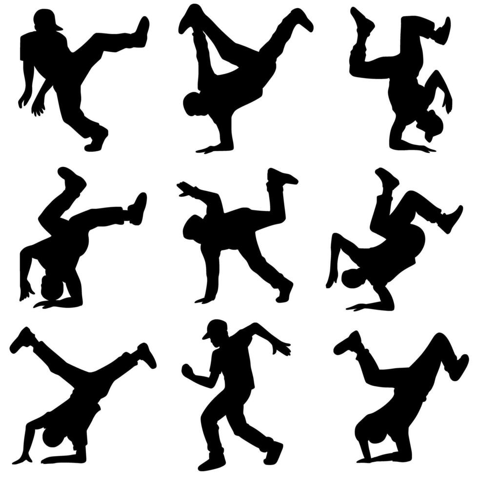 Breakdance silhouette Illustration Collection Set vector