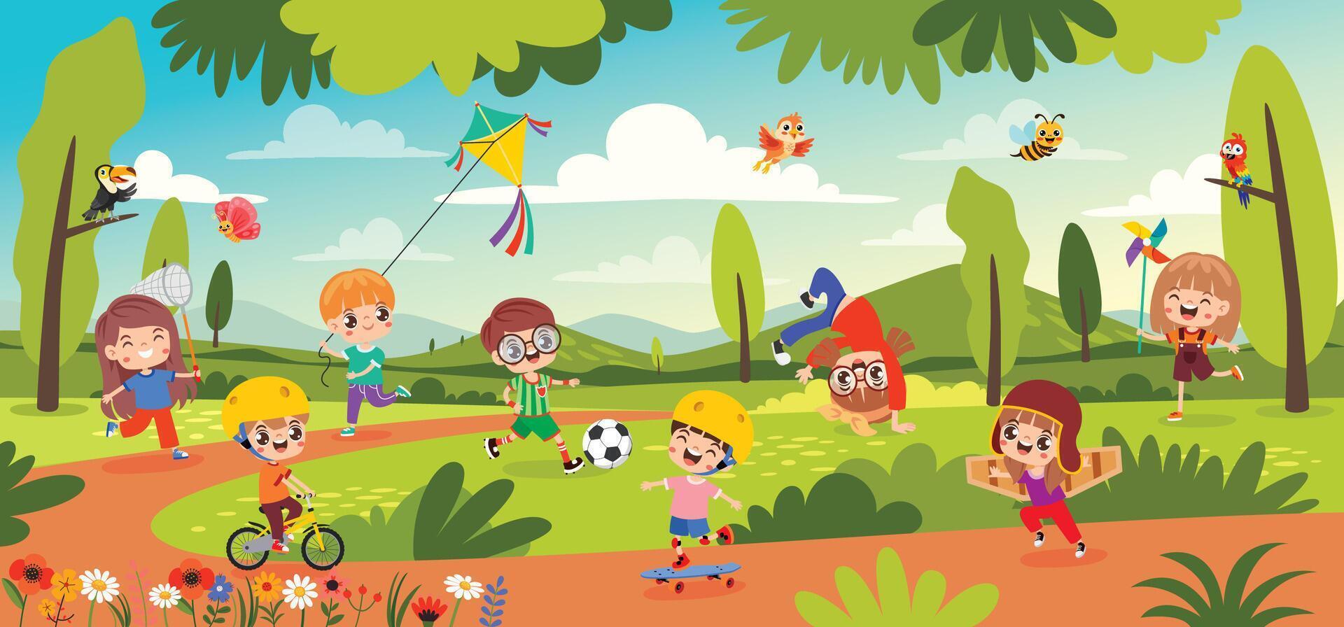 Children playing in the park vector