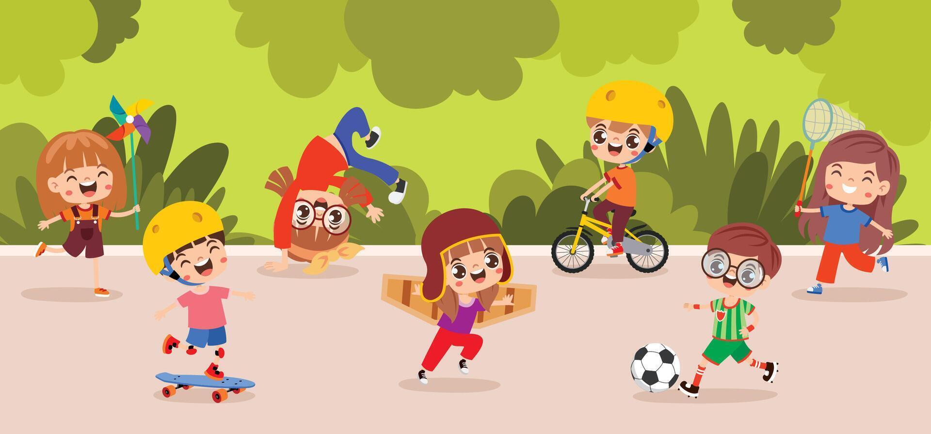 Children playing games in a park vector