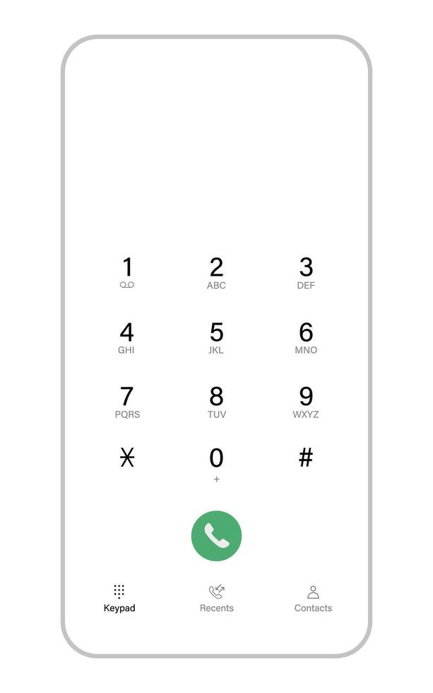 Minimalist Smartphone Dial Pad with Number Keypad Interface vector