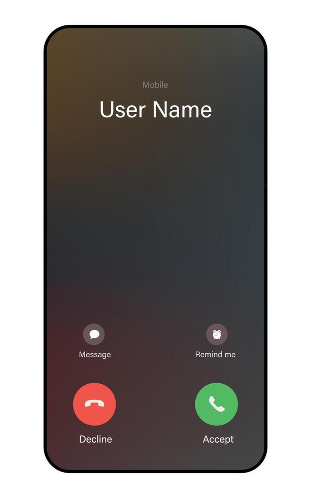 Incoming Call Screen Interface with Accept and Decline Options vector