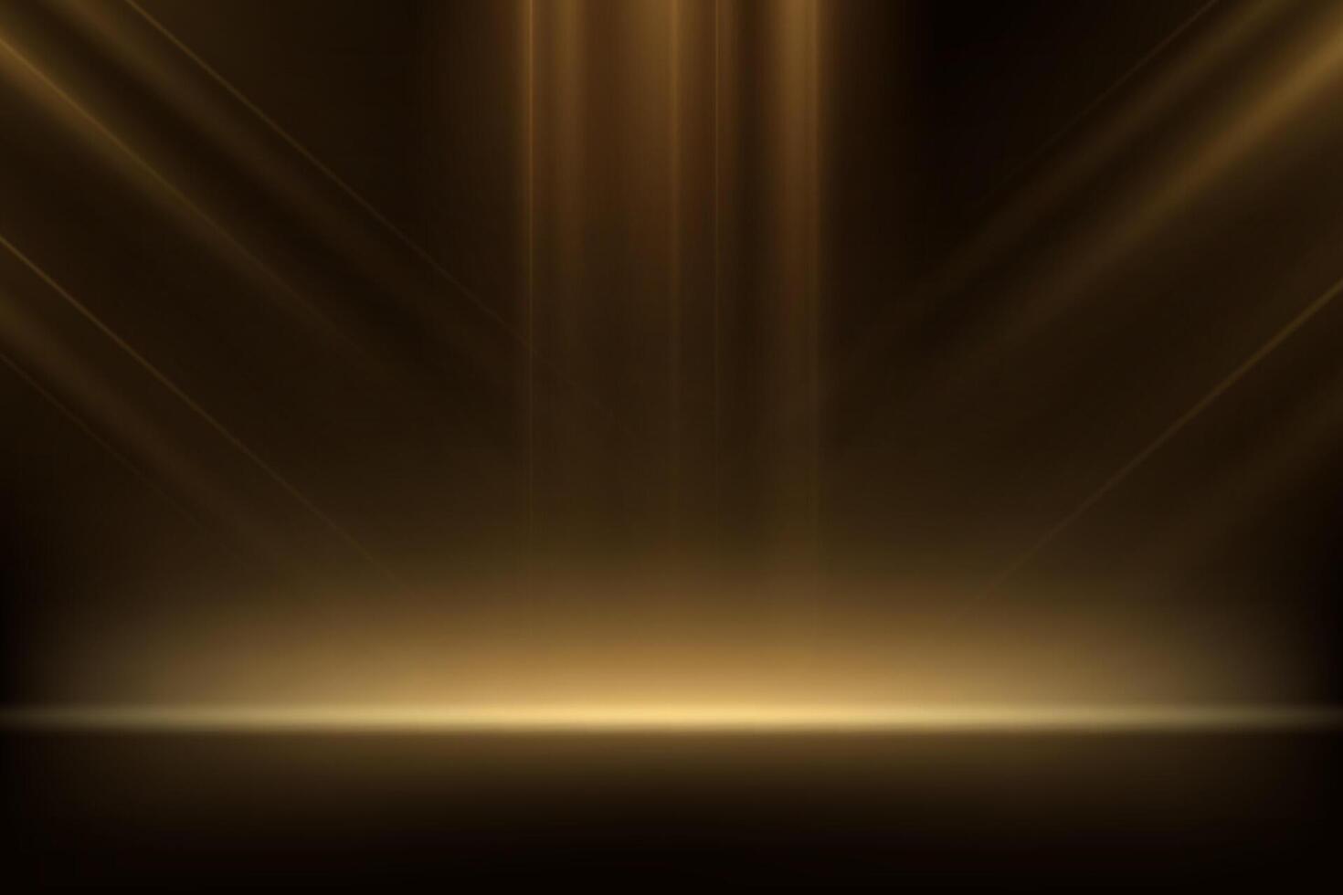 Empty dark gold studio background Space for selling products, backdrop, wallpaper, background, text. Empty Room Studio with table. illustration. vector