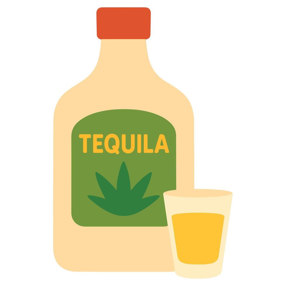Tequila Bottle food , Mexican Food clipart, Mexican Tequila Bottle illustration, food isolated vector