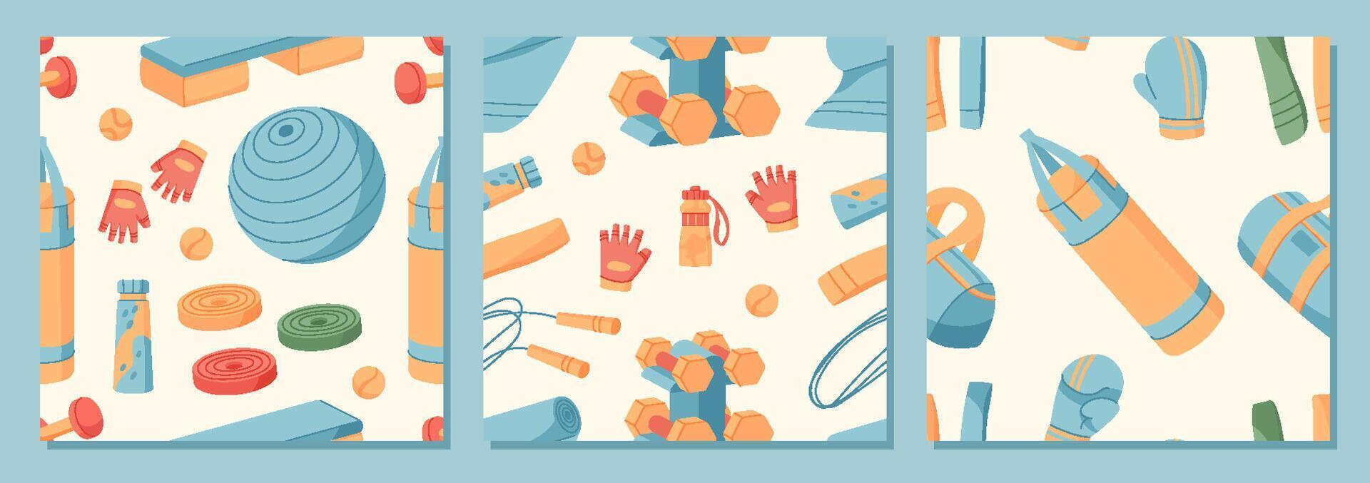 Patterns of exercise equipment and accessories vector